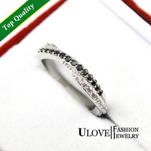New 2014 Black/White Austrian CZ Diamond Vintage Jewelry Silver Plated Wedding Rings Love Rings for Women Anel Ulove Y022