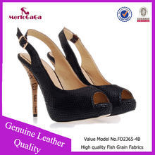 women high heel snakeskin sandals black color pee toe leisure shoes