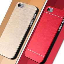 High Quality Luxury Aluminum Metal Brush Case for iphone 4 4s 4g / 5 5s 5g Motomo Logo PC Hard Back Shiny Cover RCD03890