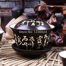 Hot Sale Free Shipping Porcelain Tea Sets Color Yellow Font Black Tea Set Gaiwan Teapot Cup