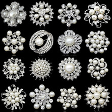 Korean Fashion silver Wedding Brooches Pins Cheap Pearl Alloy Flower Brooches women men jewelry Free Shipping