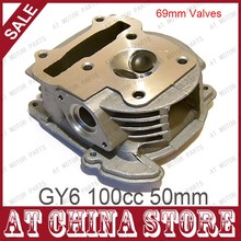 GY6 100cc Chinese Scooter Engine 50mm Big Bore Cylinder Head Assy 69mm valves for 4T 139QMB 139QMA Roketa ZNEN Moped