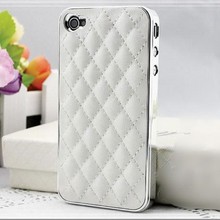 Luxury PU Leather Soft Grid Pattern Case for iphone 4 4S 4G / 5 5S 5G Retro Back Cover Mobile Phone Bags RCDac259
