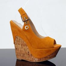 Free Shipping Fashion women s shoes scrub genuine leather open toe after comfortable wedges sandals sweet