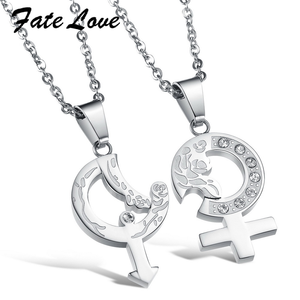 Casual NEW sale couple stainless steel crystal arrow pendant necklace The arrow of Cupid 898