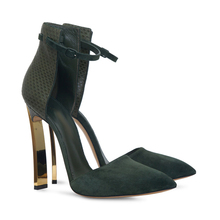 Noble Ankle Strap Heels Fashion Brand Genuine Leather Sexy High Heels Suede Toe Shoes Woman Zapatos