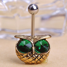 Illuminati Big Emerald Owl Piercing Navel Belly Button Rings Lingerie Sexy Body Jewelry Perfume for personality