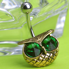 Illuminati Big Emerald Owl Piercing Navel Belly Button Rings Lingerie Sexy Body Jewelry Perfume for personality