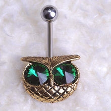 Illuminati Big Emerald Owl Piercing Navel Belly Button Rings Lingerie Sexy Body Jewelry Perfume for personality