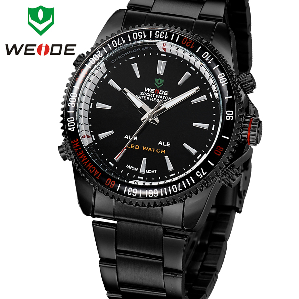 New Fashion Classical WEIDE Mens Sports Watches Military Army Full Steel Date Alarm Analog LED Digital