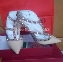 Best Quality Rivet Shoes Rockstud high heel customised shoes all black fashion punk shoes free shipping