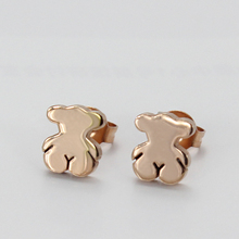 Vintage tou bear stud earrings gold small stainless steel pendientes ear jewelry for women