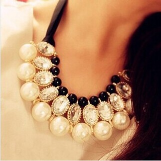 Bib ribbon pearl necklace hot high quality bohemian jewelry fashion necklaces for women 2014 jewlery kolyeyi