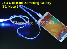 Free Shipping Mobile Phone Flash USB Cable LED Light Cable Micro USB 3.0 Data sync Charging cable For Samsung galaxy Note3 S5