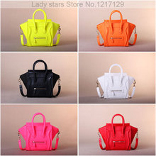 2014 now fashion Handbag smiley bag Fluorescence yellow red black color Hot luggage c line Messenger Bags
