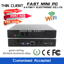 FAST MINI PC intel celeron 1037U  HDMI+VGA thin client mini pcs DDR3 8G 30GB SSD RAM  windows/linux   dual core 1.8GHz