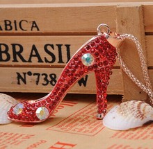 Crystal strass high heels pendant long necklaces female/new 2014 fashion jewelry for women necklace/collier femme/collar/kolyeyi