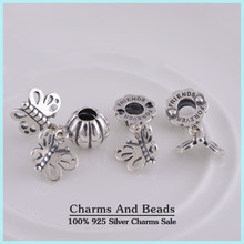 925 Sterling Silver Forever Friends Butterfly Dangle Pendant Charm Fits Pandora Style Charm Bracelets Bangles