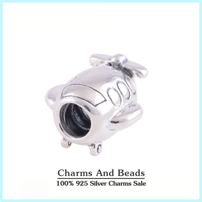 925 Sterling Silver Aeroplane Charm Thread Beads For Bracelet Jewelry Making Fits Pandora Style Charm Bracelets