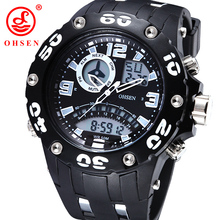Nueva OHSEN reloj militar Dual Time hombres del deporte relojes de alarma día fecha cronógrafo Relogio Feminino Masculino buceo reloj de natación
