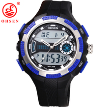 Popular muchacho de hombre deportes relojes de hora Dual analógico Digital cuarzo LED reloj ocasional impermeable exterior buceo relojes militares