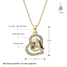 Neoglory Austria Crystal Rhinestone Zinc Alloy 14K Gold Plated Heart Love Fashion Necklaces Pendants for Women