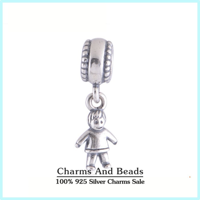 925 Sterling Silver Boy Kids Dangle Pendant Thread Charms Fits Pandora Style Charm Bracelet Necklaces Pendants