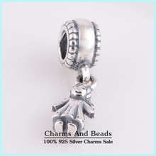 925 Sterling Silver Girl Kids Dangle Pendant Thread Charm Fits Pandora Style Charm Bracelet Necklaces Pendants