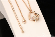 Love Heart CZ Diamond Necklaces Pendants 18K Gold Plated Fashion Brand Jewelry Jewellery For Women Chains