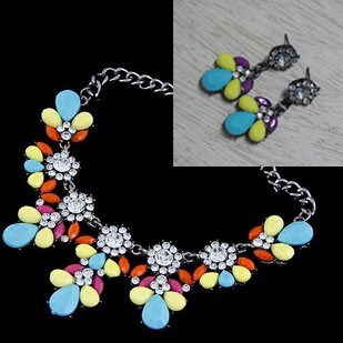 Fashion Pop 11 Colors 2014 New Hot sho rouk High Quality Rhinestone Crystal Statement Necklace Necklaces