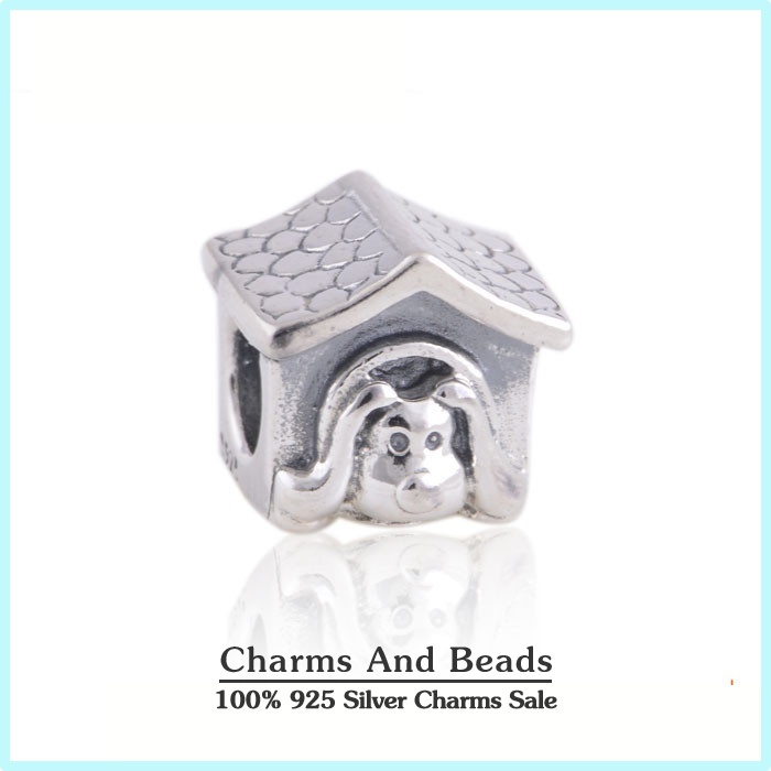 Red Enamel Dog House 925 Sterling Silver Thread Charm Beads Fits Pandora Style Bracelets Jewelry DIY