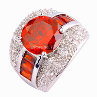 Dainty 2014 New Vogue Round Cut Garnet Silver Ring Size 7 Red Stone Jewelry For Women Wholesale Free Shipping