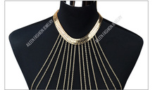 Gold Sexy Body Chain Women Necklaces Pendants Tassel Alloy Punk Long Necklace 2015 New Designer Female