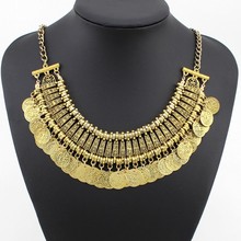 2014 Vintage Necklaces Jewelry New Fashion Charms Metal Tassel Coin Pendant Women Statement Necklaces Collars DFX