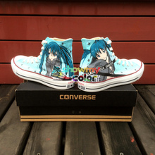 High Top Anime Converse Black Rock Shooter Shoes for Men Women Hand Painted White Converse Sneaker