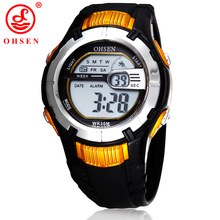 OHSEN Mens Boys Alarm Day Stopwatch Digital Sport Watch Waterproof Black Rubber Strap Wristwatch 7 Colors