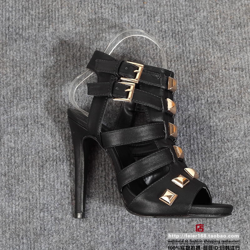 punk high heels platform rivet cross cutout sexy sandals