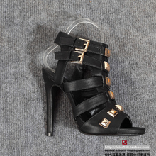 punk high heels platform rivet cross cutout sexy sandals