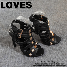 punk high heels platform rivet cross cutout sexy sandals