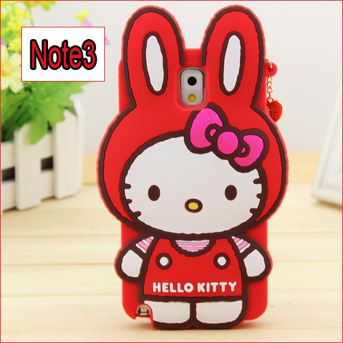 Newest Soft Silicon Hello Kitty Rabbit Cover Case for Samsung Galaxy NOTE3 N9000 Wholesale Mobile Phone