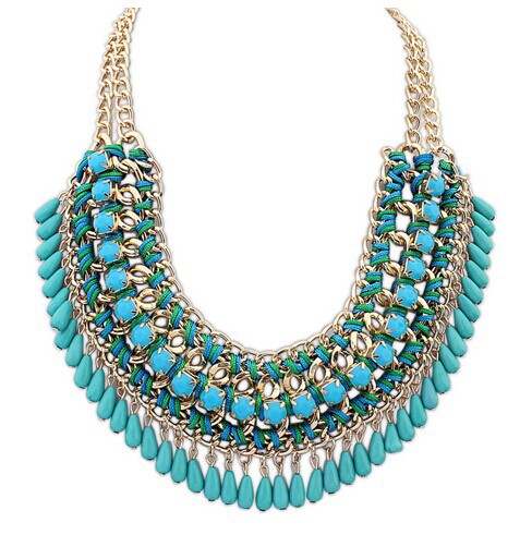 New 5 color big gem necklaces pendants Trendy fashion bubble bib choker chunky statement necklace women
