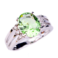 2015 New Fashion Jewelry Green Amethyst 925 Silver Ring Size 6 7 8 9 Oval Cut Attractive For Women New Year Gift
