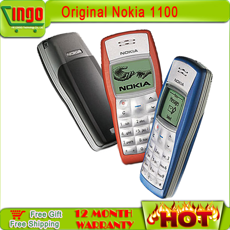 1100 Original Unlocked NOKIA 1100 Mobile phone GSM Dualband Classic Cheap Cell phone refurbished Support Russian