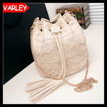 Lace bucket women messenger bag 2014 tassel Women’s Crossbody Bags South Korean style chain shoulder bag  bolsa franja
