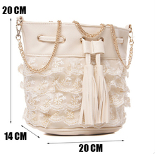 Lace bucket women messenger bag 2014 tassel Women s Crossbody Bags South Korean style chain shoulder