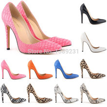 Cute sexy snake texture pink colour leopard 11cm high heels working party women shoes free shipping women pumps