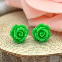 6 Colors Vintage Retro Resin Beautiful Rose Flower Ear Stud Earrings for Women Girls Earing Y52