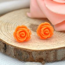 6 Colors Vintage Retro Resin Beautiful Rose Flower Ear Stud Earrings for Women Girls Earing Y52