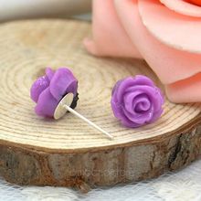 6 Colors Vintage Retro Resin Beautiful Rose Flower Ear Stud Earrings for Women Girls Earing Y52