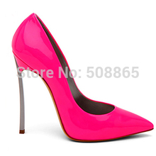 14 colors size 33 43 metal heel women nude pink shoes womans summer 10CM steel high